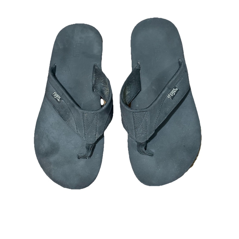 Flojos Flip Flop Sandals Black Ryan Thong Mens Memory Foam‎ Size 12